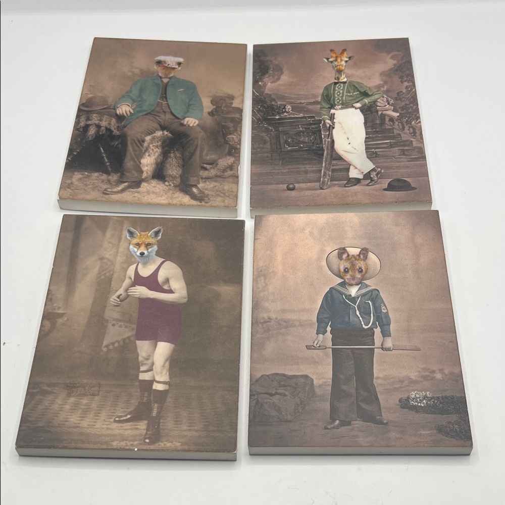ANIMORPHIC Animal Old Fashioned Photo Art Ready to Hang-Set of 4